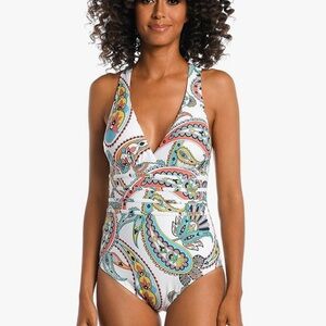 La Blanca Women's Multi Strap Cross Back One Piece Swimsuit size 8